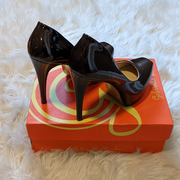 Gabriella Rocha Dark Brown Patent Platform Pump Size 7.5 - Picture 2 of 4